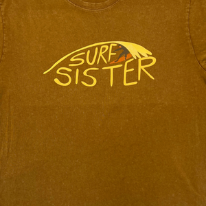 Squash t-shirt with 'Surf Sister' text and graphic on a plain background